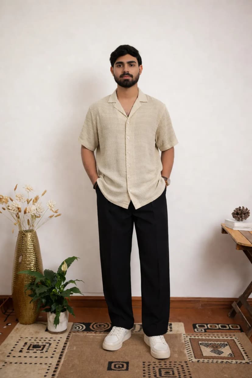 Dune Textured Cuban Collar Shirt
